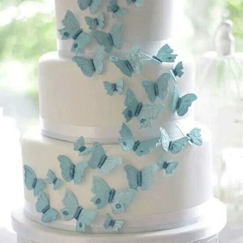 Cake With Butterfly, Butterfly Theme Cake, Butterfly Wedding Cake, Butterfly Wedding Theme, Types Of Wedding Cakes, Cakes Unique, Blue Birthday Cakes, Cake Structure, Tiered Cakes Birthday