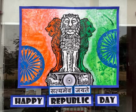 Chart For Republic Day, 26 January Republic Day Poster Drawing, Republic Day Backdrop Ideas, Independence Day Chart Ideas, Republic Day Poster Ideas, Republic Day School Decoration, Poster On Republic Day, 26 January Republic Day Painting, Republic Day Painting Ideas