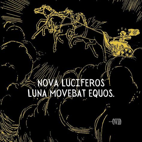 The New Moon directs her lightbearing horses. Ovid, Heroides, 11:48 Latin Quotes, Moon Quotes, New Moon, Horses, Moon, Quotes