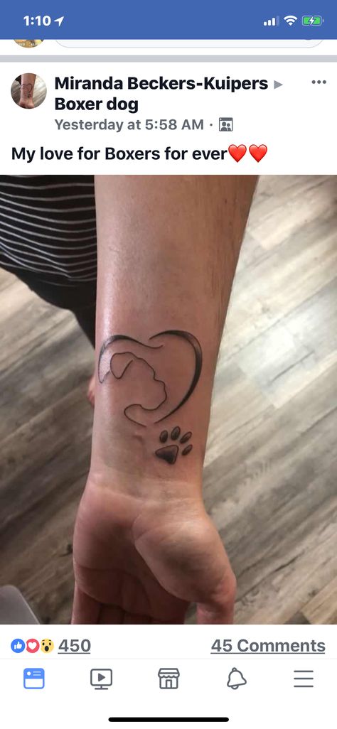 Boxer Memorial Tattoo, Boxer Dog Tattoo Ideas Simple, Boxer Tattoo Dog, Boxer Dog Tattoo Ideas, Female Boxer Dog, Boxer Dog Tattoo, Boxer Tattoo, Dog Tattoo Ideas, Pawprint Tattoo