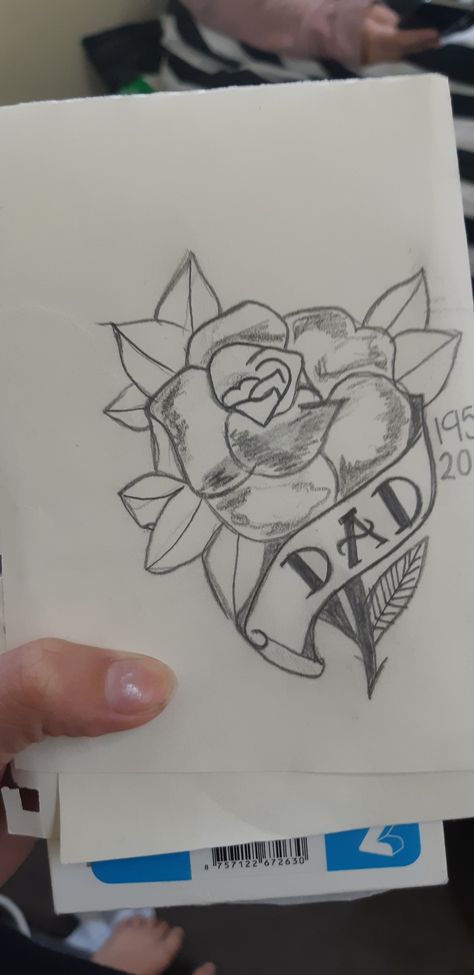 My first drawing of a rose,  for my dad who passed away:) Drawings For People Who Died, Father Days Drawing Ideas, Father’s Day Drawings Ideas, Fathers Day Drawings Ideas, Drawings For Dad, Drawing Of A Rose, Family Drawings, Father's Day Drawing, Dad Drawing