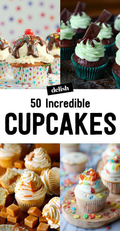 50 Easy Cupcake Recipes from Scratch - How to Make Homemade Cupcakes - Delish.com Cupcake Recipes From Scratch, Minion Cupcakes, Easy Cupcake Recipes, Cupcakes Recipes, Monster Cupcakes, Homemade Cupcakes, Oreo Cupcakes, Gourmet Cupcakes, Brownie Desserts