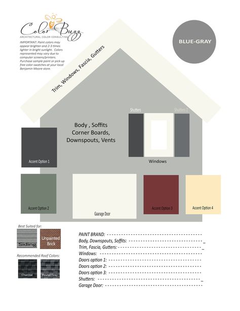 Gray Home Exterior, Exterior Color Palettes, Exterior Paint Color Palette, Color Palette Benjamin Moore, Home Exterior Paint, Accent Door, Grey Exterior House Colors, Benjamin Moore Exterior, Exterior Paint Schemes