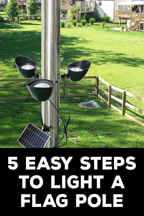 How to Light a Flag Pole Flagpole Lighting, Safety Precautions, Anthem Lights, Electrical Tape, Dry Leaf, Electrical Components, Flag Pole, Types Of Lighting, Lighting System