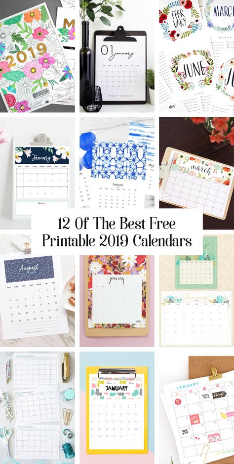 12 OF THE BEST FREE PRINTABLE CALENDARS FOR 2019. 2023 2024 Calendar, Beauty Routine Planner, Simple Paper Flower, Free Printable Calendars, Paper Flower Wreaths, Organizing Paperwork, Calendar 2019, Printable Calendars, Printable Envelope