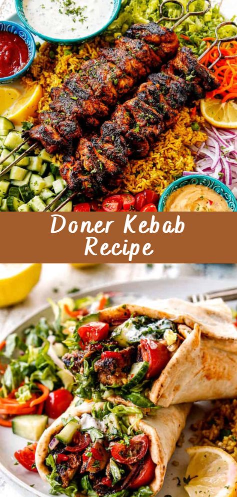 Doner Kebab Recipe | Cheff Recipes Lamb Doner Kebab Recipe, Turkish Kabob Recipes, Turkish Kebabs Recipe, Home Made Kebab, Kafta Kebab Recipes, Chicken Doner Kebab Recipes, Donar Kebab Recipe, Turkish Doner Kebab, Donner Kebab Recipe