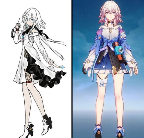 Honkai star rail March 7th, Concept Art Character, March 7, Honkai Star Rail, 영감을 주는 캐릭터, Character Design References, Star Rail, Fantasy Clothing, Anime Outfits