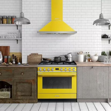 Orange Kitchens: Color Ideas and Inspiration | Hunker Ventilation Hood, Dual Fuel Ranges, Wall Mount Range Hood, Stoves Range, Range Hood, Fresh Design, White Cabinets, Interior Design Trends, Interior Design Styles