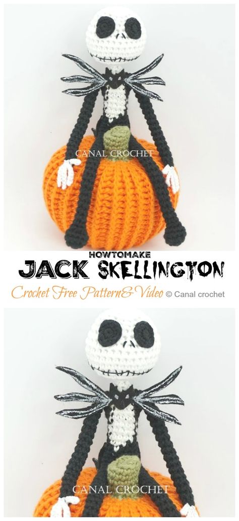 Amigurumi Jack Skellington Crochet Free Patterns [Video] - Crochet & Knitting Jack Skellington Crochet, Patterns Halloween, Halloween Amigurumi, Crochet Free Patterns, Crochet Disney, Halloween Crochet Patterns, Pola Amigurumi, Crochet Amigurumi Free, Crochet Fall