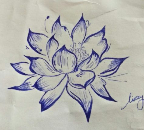 Blue pen flower sketch Blue Lotus Flower Drawing, Lotus Flower Drawing Sketches, Flower Pen Sketch, Drawing With Blue Pen, Blue Pen Sketches, Lotus Flower Sketch, Blue Pen Drawing, Lotus Sketch, Nature Sketches