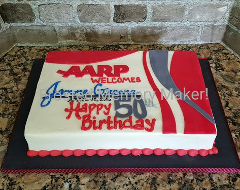 AARP 50th Birthday Cake Aarp Birthday Cake, Dinner Ideas For Men, Aarp Cake, Funny 50th Birthday Cakes, 29th Wedding Anniversary, 4 Year Wedding Anniversary, 15 Year Wedding Anniversary, Surprise 50th, Birthday Balloons Pictures