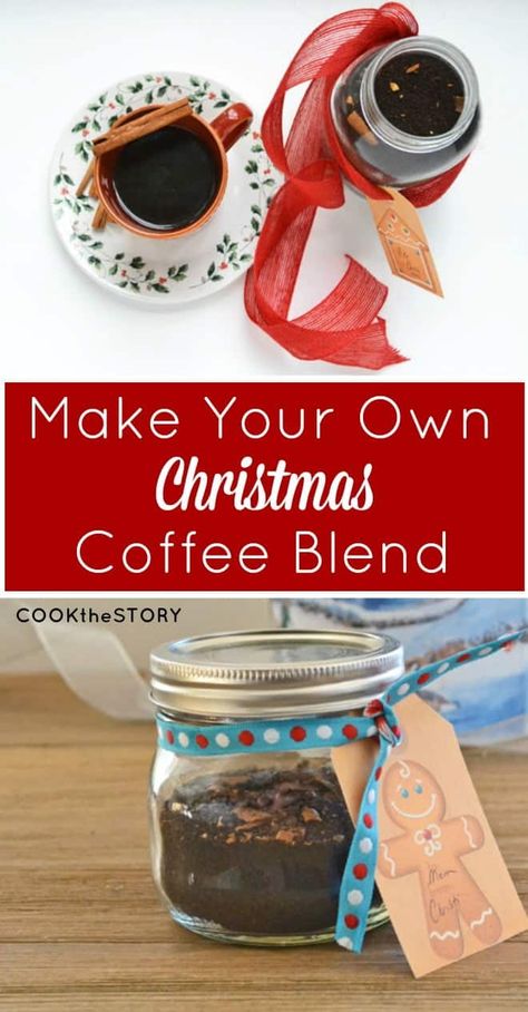 Christmas Coffee Blend Coffee Diy Recipes, Blended Coffee Recipes, Flavored Coffee Recipes, Blended Coffee Drinks, Diy Mixes, Cafe Culture, Homemade Food Gifts, Coffee Mix, Christmas Spices