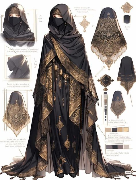 Fesyen Islam, Fantasy Clothes, Fantasy Outfits, Old Fashion Dresses, Fashion Drawing Dresses, Clothing Design Sketches, Fantasy Dresses, Dress Design Sketches, Fashion Illustration Dresses