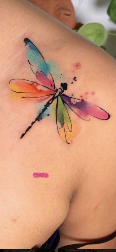 Faith Dragonfly Tattoo, Let Them Dragonfly Tattoo, Rainbow Dragonfly Tattoo, Colourful Dragonfly Tattoo, Dragonfly Tattoo With Color, Colour Dragonfly Tattoo, Watercolour Dragonfly Tattoo, Dragonfly Tattoo With Words, Tattoo Ideas Female Dragonfly