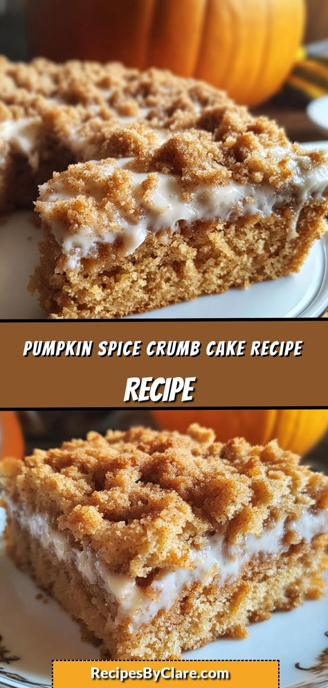 This moist and flavorful pumpkin spice cake is the perfect fall treat! Topped with a crunchy cinnamon crumb layer, every bite brings the warm essence of autumn spices. The combination of pumpkin and crumbly topping makes this cake irresistible.

Ingredients:

1 cup pumpkin puree
1/2 cup brown sugar
1 1/2 cups all-purpose flour
1 tsp pumpkin spice
This cake is perfect for cozy fall mornings or an indulgent evening dessert with its moist texture and spiced crunch. Pumpkin Cake 2 Ingredients, Pumpkin Spiced Coffee Cake, Pumpkin Cream Cheese Crumb Cake, Spice Cake Pumpkin Bars, Gooey Crumble Pumpkin Cake, Easy Pumpkin Crunch Cake, Pumpkin Coffee Cake With Maple Glaze, Poet Gooey Pumpkin Cake, Pumpkin Cheesecake Coffee Cake