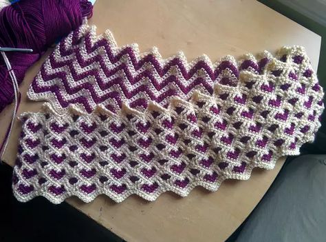 WIP - Reversible Sweetheart Ripple Afghan - Imgur Crochet Blanket Ripple, Ripple Stitch Crochet, Crochet Ripple Afghan Pattern, Chevron Crochet Blanket Pattern, Ripple Afghan Pattern, Chevron Crochet Patterns, Crochet Ripple Afghan, Crochet Ripple Pattern, Crochet Blanket Chevron