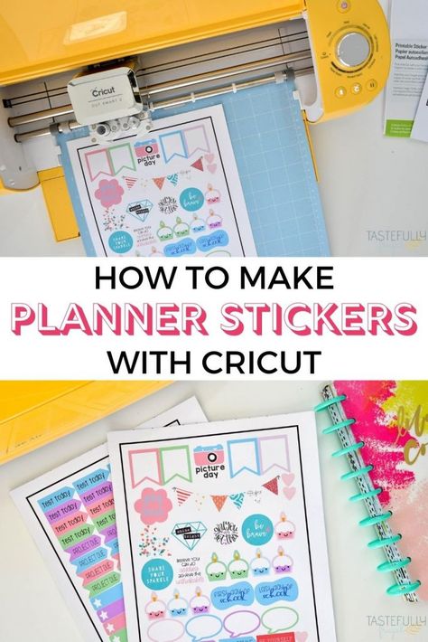 AD: Learn how to make planner stickers with your Cricut! How To Make Planner Stickers, Cricut School Projects, Back To School Cricut Ideas, Cricut Planner Stickers, Circuit Hacks, Teacher Planner Stickers, Stickers With Cricut, Make Planner, Back To School Projects