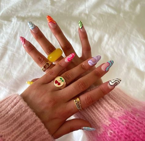 Bright Color Nail Designs, Cute Colorful Nails, Colorful Nails, Summer Acrylic Nails, Nail Jewelry, Festival Nails, Minimalist Nails, Fire Nails, Dream Nails