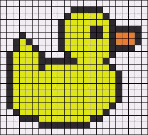 Goose Pixel Art, Duck With Knife Pixel Art, Duck Pixel Art, Rubber Duck Pixel Art, Duck Alpha Pattern, Ducks Plastic Canvas Patterns, Rubber Duck Cross Stitch Pattern, Cross Stitch Patterns Keychain Duck, Mosaic Drawing