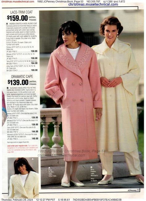 1992 JCPenney Christmas Book, Page 53 - Catalogs & Wishbooks Jcpenney Catalog, Jcpenney Christmas Catalog, Sims 4 Decades Challenge, The Eighties, Christmas Catalogs, Christmas Book, Wool Blend Coat, Make Color, Moda Vintage