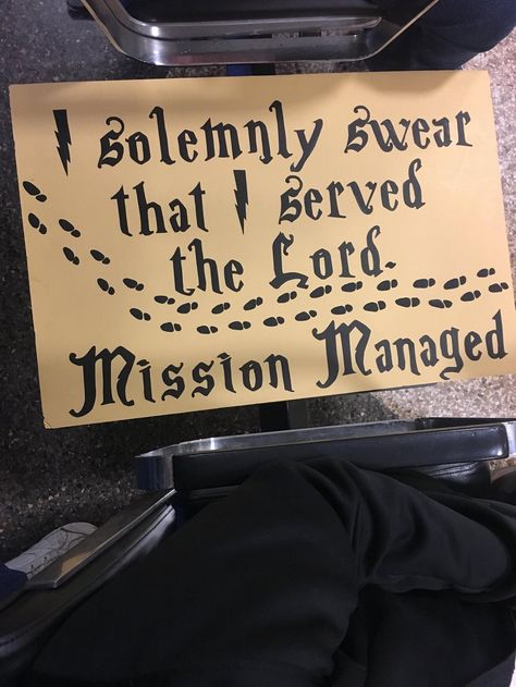 Harry Potter ruined from missionary homecoming. - Album on Imgur Welcome Home Missionary Posters, Return Missionary Posters, Lds Missionary Homecoming Signs, Missionary Homecoming Posters, Funny Welcome Home Signs, Missionary Homecoming Signs, Mission Homecoming, Mission Farewell, Missionary Homecoming