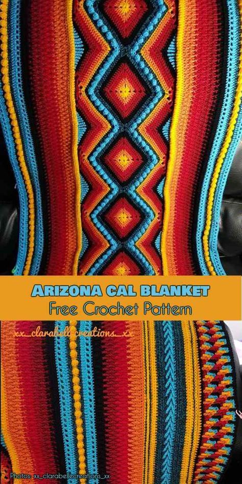 Arizona Cal Blanket Free Pattern Cal Blanket, Native American Blanket, Crochet For Beginners Blanket, Crochet Blanket Afghan, Afghan Patterns, Afghan Pattern, Afghan Crochet Patterns, Crochet For Beginners, Crochet Blanket Patterns