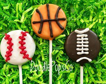 Baseball Birthday Party Favors, Dipped Treats, Oreo Cookie Pops, Sports Baby Shower Theme, Ocean Isle Beach Nc, Sports Theme Birthday, Ball Birthday Parties, Sports Birthday Party, Baseball Birthday Party