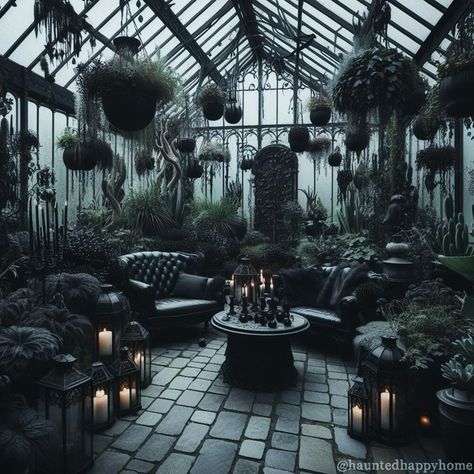 All Posts • Instagram Gothic House Plants, Black Green House, Gothic Garden Aesthetic, Gothic Courtyard, Magic Garden Aesthetic, Gothic House Aesthetic, Gothic Cottage Core, Gothic Greenhouse, Goth Mansion