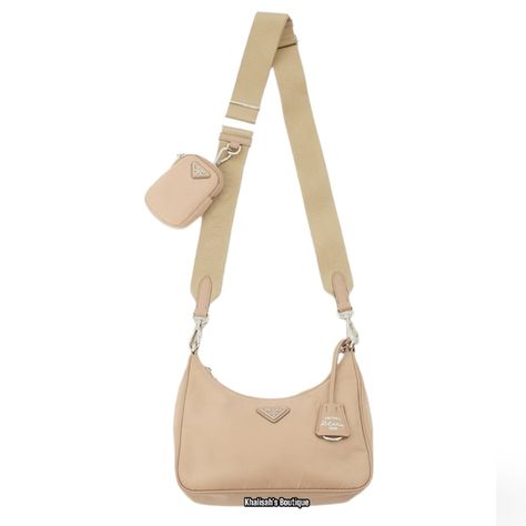 Authentic Prada Re-Edition 2005 Nylon Bag in Beige! In Great condition Prada Re Edition 2005, Mini Hobo Bag, Keychain Metal, Plastic Trash, Prada Re Edition, Ocean Fishing, Triangle Logo, Prada Handbags, Nylon Bag