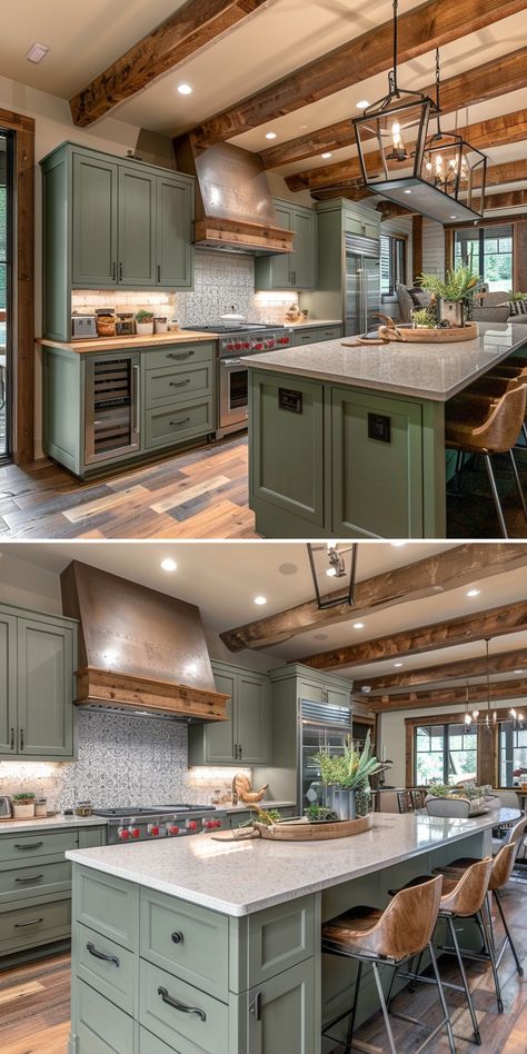 50+ Sage Green Kitchen Ideas for a Modern and Inviting Home – CreativeBooster Black Kitchen Walls, Sage Green Kitchens, Sage Green Kitchen Ideas, Best Kitchen Wall Colors, Green Kitchen Ideas, Wall Paint Inspiration, Kitchen Renos, Sage Kitchen, Green Kitchen Designs