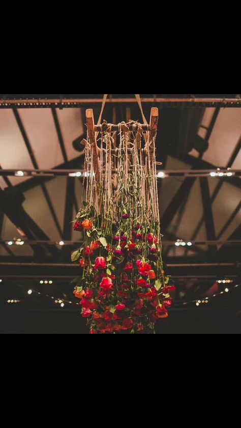 hanging upside down roses Upside Down Roses, Hanging Rose, Nye Decorations, Patio Wall Decor, Wedding Design Inspiration, Hanging Upside Down, Drying Roses, Red Rose Wedding, Desi Wedding Decor