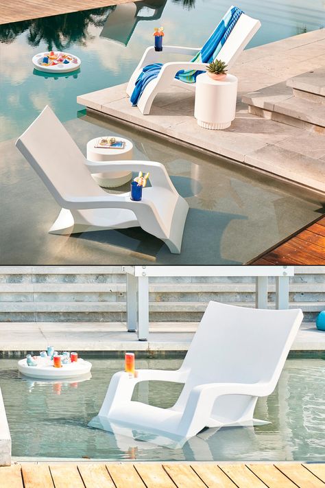 Ikea Pool Furniture, Sun Shelf Pool Chairs, Chairs For Pool Sun Shelf, Pool Side Furniture Ideas Backyard, Baja Shelf Pool Chairs, Furniture Around Pool Ideas, Swimming Pool Furniture Ideas, All Weather Outdoor Furniture, Pool Seats In Water