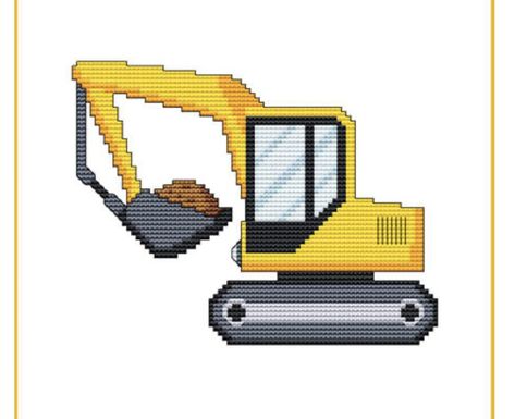 Cross Stitch Construction Vehicles, Jul Perler, Elephant Cross Stitch, Rainbow Christmas, Hand Embroidery Patterns Free, Knitting Help, Construction Vehicle, Cross Stitch For Kids, Framed Cross Stitch