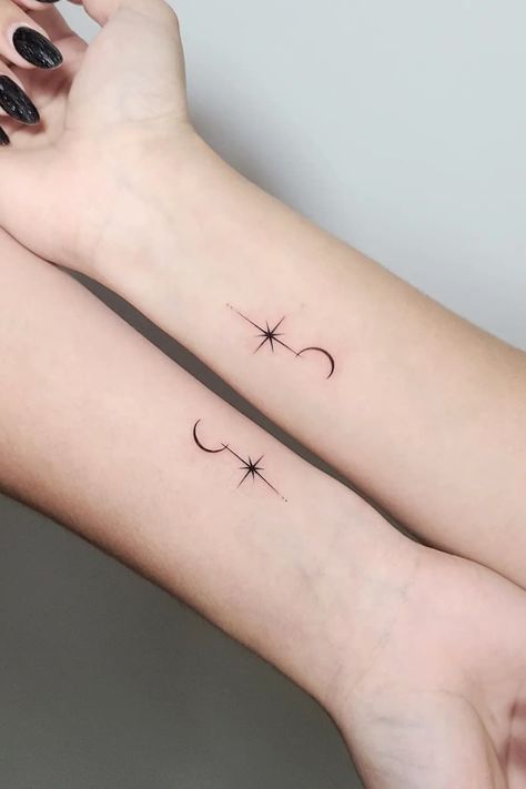 Even more designs can be seen by following the link..#BestFriendTattoos#MatchingInk#FriendshipTattoos#TattooGoals#BFFInk#TwinningTattoos#FriendshipForever#InkedFriends#TattooedBesties#SoulSisterTattoos#FriendshipBond#TattooInspiration#FriendshipGoals#TattooedTwins#ForeverFriends Tattoo Ideas Female Bestie, Minimalist Best Friend Tattoos Simple, Similar But Different Matching Tattoo, 3 Tattoos Friendship, Tattoo Ideas Female Matching Friends, Simple Tattoos For Best Friends, Bff Tattoo Ideas Unique, Small Matching Tattoos For Best Friends Unique, Best Friend Tattoo Ideas Unique