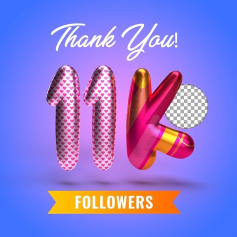 11k followers with numbers balloons 3d r... | Premium Psd #Freepik #psd #3d-like #thanks-you #like #thanks 11k Followers Thank You, Numbers Balloons, 11k Followers, 3d Render, Colorful Wallpaper, Background Images, 3 D, Balloons, Thank You