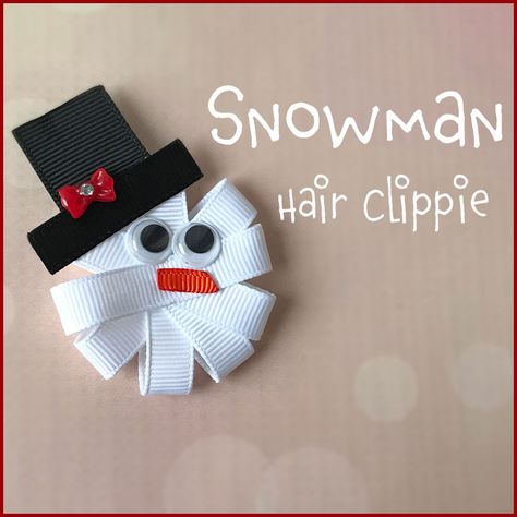 Holiday Hair Bows Diy, Christmas Hair Bows Diy Tutorials, Christmas Bows For Hair, Diy Christmas Hair Bows, Diy Christmas Hair Accessories, Christmas Hair Bows Diy, Hairbow Making, Hair Clip Tutorial, Snowman Hair