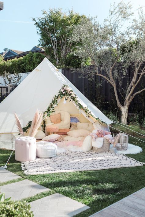 Ava's 7th Birthday Party - Andee Layne 15th Birthday Party Ideas, Glamping Birthday, Andee Layne, Teepee Party, Backyard Birthday, 13th Birthday Parties, Teepee Tent, Bell Tent, Boho Birthday