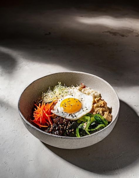 Korean Food Photography Styling, Korean Food Bibimbap, Food Photography Styling, Event Food, Flyer Maker, Korean Food, Premium Photo, Food Styling, Food Photography