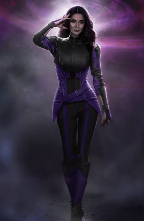 black and purple super hero suit Superhero Costumes Female, Saturn Girl, Avengers Outfits, Superhero Suits, Super Suit, Purple Suits, Female Superhero, Super Hero Outfits, Hero Costumes