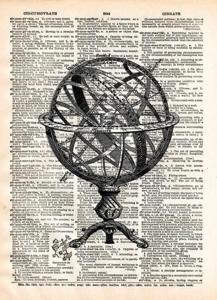 Armillary Sphere, Book Page Art, Dictionary Page, Vintage Dictionary, Dictionary Art, Vintage Poster Art, Old Book, Book Page, Vintage Poster