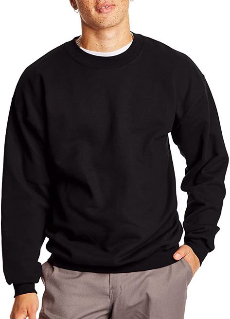 Hanes Men's Ultimate Cotton Heavyweight, Black, XX-Large at Amazon Men’s Clothing store Black Crewneck Outfit, Crewneck Outfit Men, Crewneck Outfit, Men Crewneck, Slim Straight Pants, Stylish Men Casual, Black Crewneck, Sweatshirt Crewneck, Fleece Sweatshirt