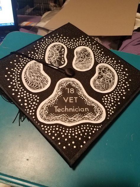 Veterinary Graduation Party, Vet Assistant Graduation Cap Ideas, Future Vet Tech Graduation Cap, Vet Tech Cap Ideas, Vet Med Graduation Cap, Veterinarian Cap Ideas, Future Vet Graduation Cap, Vet Cap Decoration Graduation, Future Veterinarian Graduation Cap