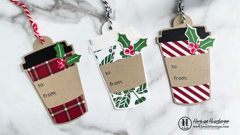 Christmas Gift Labels Diy, Stamped Gift Tags, Homemade Tags Ideas, Diy Christmas Gift Tags Cricut, Stampin Up Christmas Gift Tags 2023, Handmade Gift Tags Paper Crafts, Christmas Paper Crafts To Sell, Stampin Up Christmas Tags Ideas, Christmas Gift Tags Diy Handmade