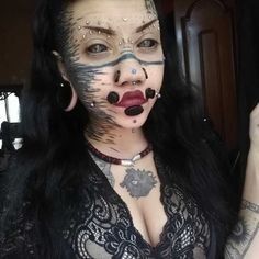 Body Modification Piercings, Facial Tattoos, Face Piercings, Cool Piercings, Body Modification, Face Tattoos, Badass Tattoos, Waves Tattoo, Body Piercings