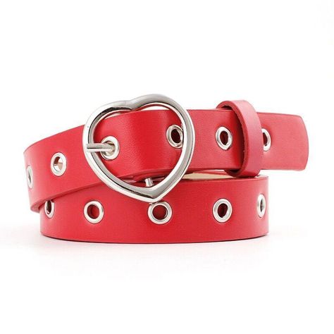 Women Belts Fashion, Heart Belt, Red Love Heart, Womens Leather Belt, Red Love, Belt Style, Studded Belt, Faux Leather Belts, Fashion Belts