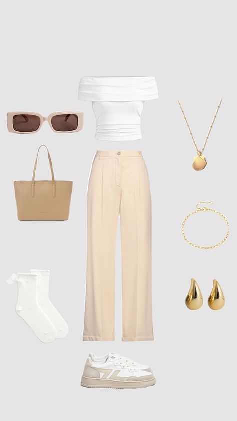 beige vibes #viral #beige #vibes Outfit Soiree, Colored Pants Outfits, Outfits Preppy, Beige Outfit, Beige Pants, Beige Style, Smart Casual Outfit, Colored Pants, Celebrity Outfits