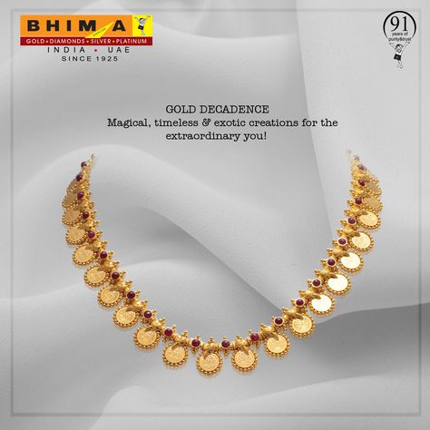 ‪#‎Gold‬ and ‪#‎Ruby‬ is always a great combination to wear!  Visit ‪#‎Bhima‬ and view our exclusive designs. ‪#‎BhimaGold‬ ‪#‎PureGold‬ Short Neckless Design Gold, Kanthi Designs Gold, Neckale Set Gold, Kasu Necklace Designs Gold, Molathadu Designs Gold, Gold Jewels Design Set, Small Gold Necklace Indian Jewellery Designs, Kanthi Necklace Gold, New Model Necklace Designs Gold