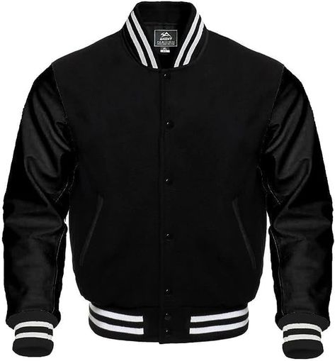 Mount Helicon Two-Tone Leather Baseball Varsity Jacket for Men - Premium Quality and Unique Design Black Varsity Jacket, Leather Sleeve Jacket, School Jacket, Varsity Letterman Jackets, College Jackets, Varsity Jackets, Retro Sports, Baseball Varsity Jacket, Slim Fit Jackets