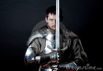 Warrior holding his great sword by Vladimirs Poplavskis, via Dreamstime Armor Inspiration, Imperiul Roman, Historical European Martial Arts, White Knight, Fantasy Figures, Medieval Life, Ancient Origins, Medieval Knight, Dark Ages