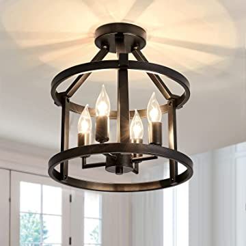 Amazon.com Shopping Cart Transitional Lighting Fixtures, Light Fixtures Farmhouse, Farmhouse Ceiling, Chandelier Farmhouse, Metal Ceiling Lighting, Industrial Style Lighting, Kitchen Ceiling Lights, Kitchen Hallway, Light Fixtures Flush Mount